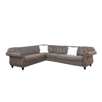 Slate Grey Breathable Leatherette Sectional Sofa