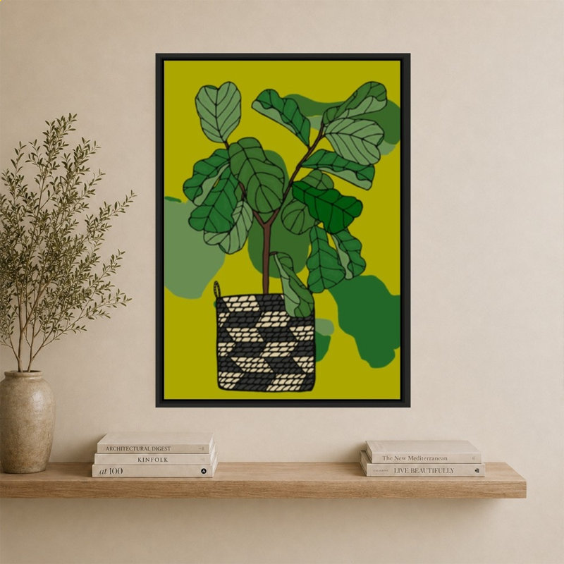 «Pots Elephant Ears» par Jen Bucheli - Impression sur toile, 44" H x 34" W, Black