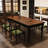 Nut-brown+Black Rectangular Solid Wood Dining Table-812627074
