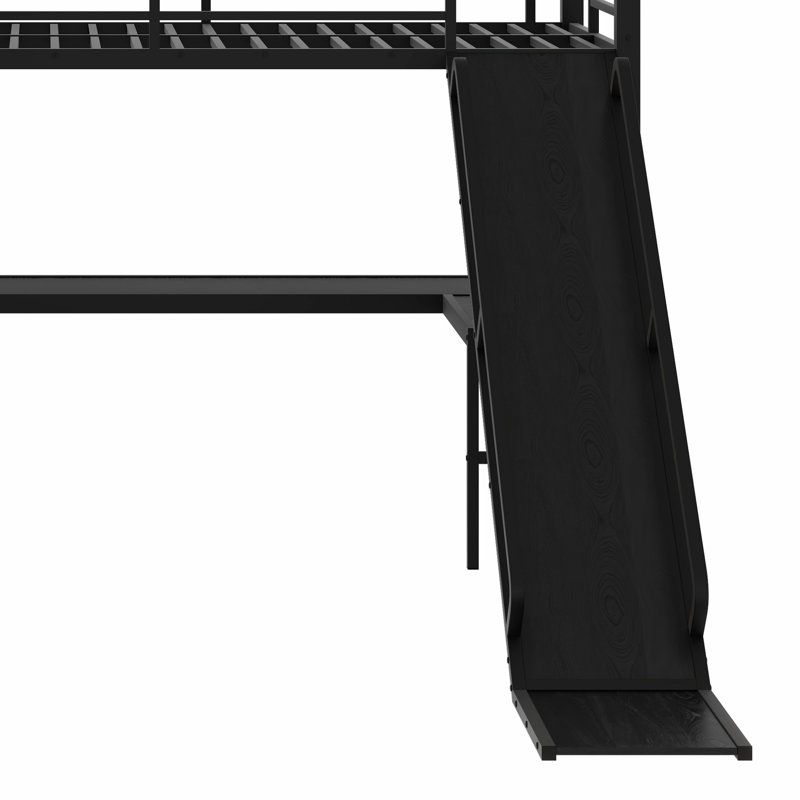 L-Shaped Bunk Bed With Loft Bed, Slide And USB Ports, Twin XL Over Queen Over Twin