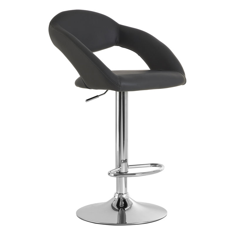 Petersfield Swivel Upholstered Adjustable Height Counter Stool with Metal Frame, Grey
