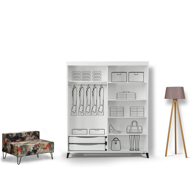 Armoire Suellen, H 85 po x l 63 po x P 23,6 po, Brillant / blanc