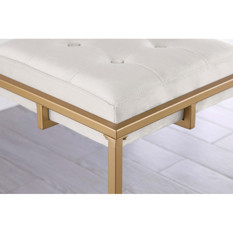 Simmerman Upholstered Counter Stool with Metal Frame, Beige Velvet, Bar Stool (30" Seat Height)
