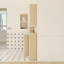 Ensemble de meuble-lavabo 4 pièces en chêne clair avec lavabo en céramique à bord mince, ensemble de meuble-lavabo avec armoires de rangement, panneaux de porte bicolores, ensemble KD
