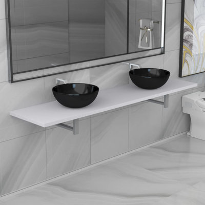 Cato Ridge Double Bathroom Vanity with Vessel Ceramic Basin
