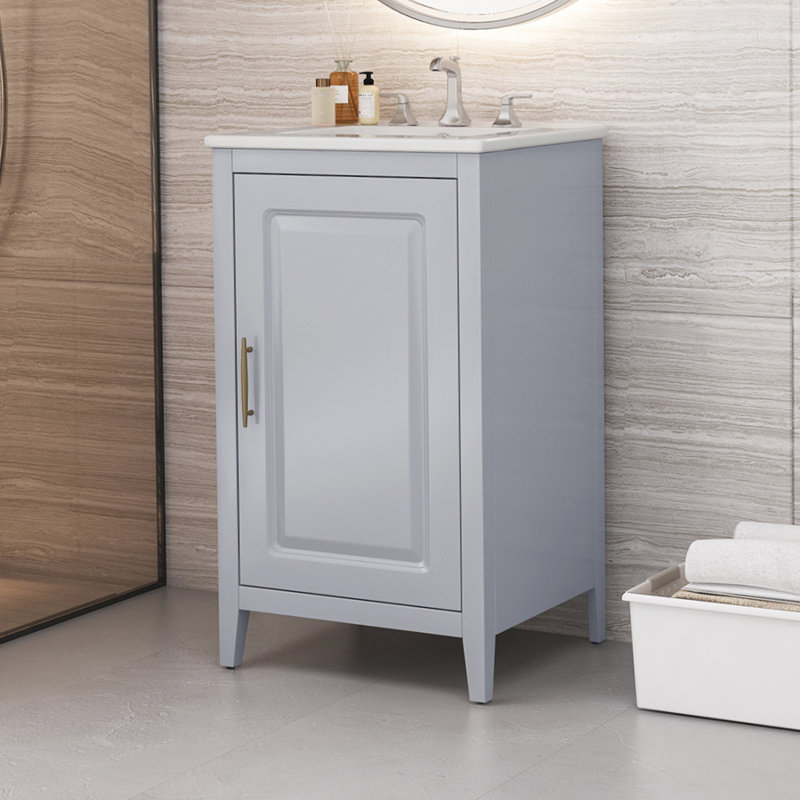 Bathroom Vanity with Sink and Functional Drawer, Gray