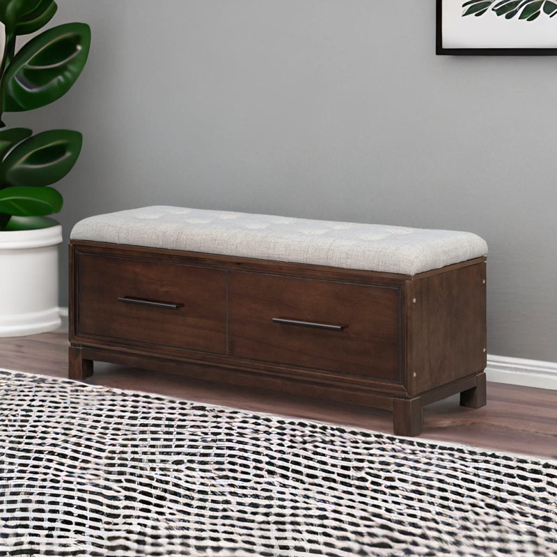 Shoe Bench With Removable Cushion, Espresso Wood