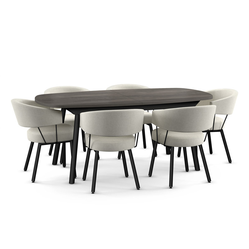 Ensemble de salle à manger 7 pièces Amisco Gibson, Gris, Gris clair/beige
