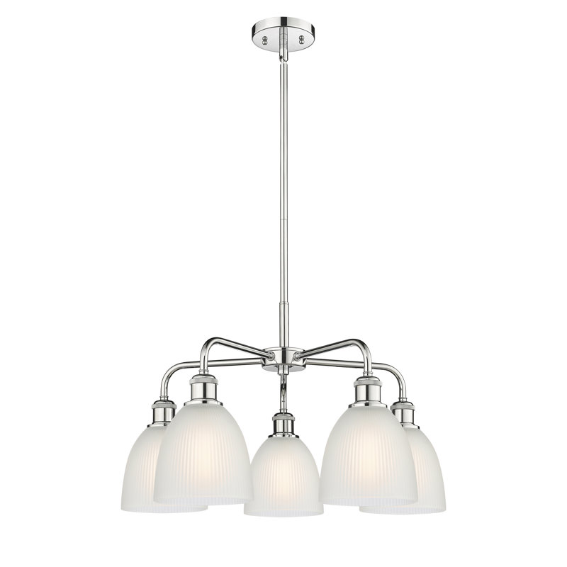 Lustre en dôme à intensité variable à 5 lumières Densel, Blanc, Chrome poli