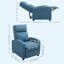 Push Back Recliner Chair Home Theatre Seating with Padded Seat, Blue