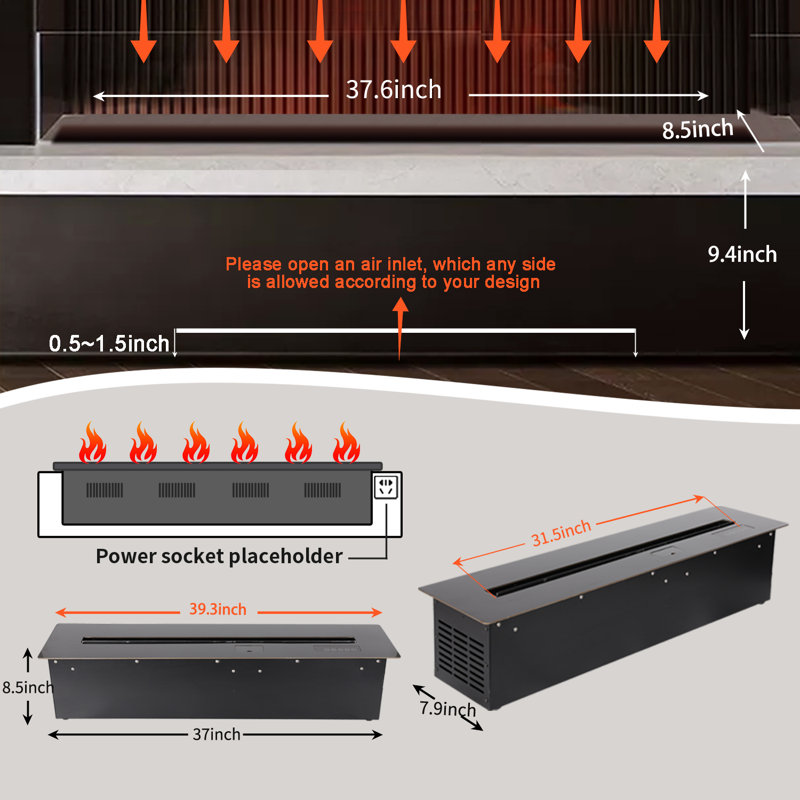 8 Color Flames 3D Water Vpaor Freplaces Inserts & Freestanding Electric Fireplaces NO Heating with Remote & Smart APP Decoration Humidifier Steam Fireplace