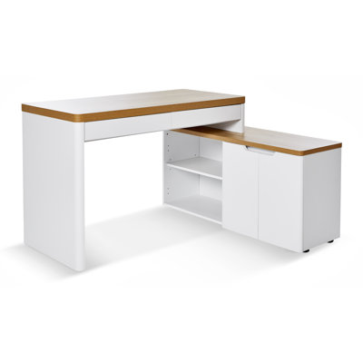 Libre 55,12" L-Shaped Writing Desk with Storage Cabinet