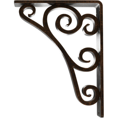 2"W x 5 1/2"D x 8"H Tristan Wrought Iron Bracket, (Triple center brace), Antiqued Bronze