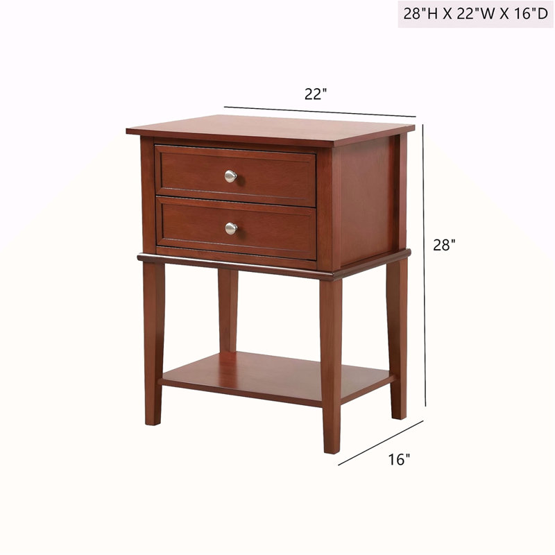 Cherry Nightstand With Storage Shelf