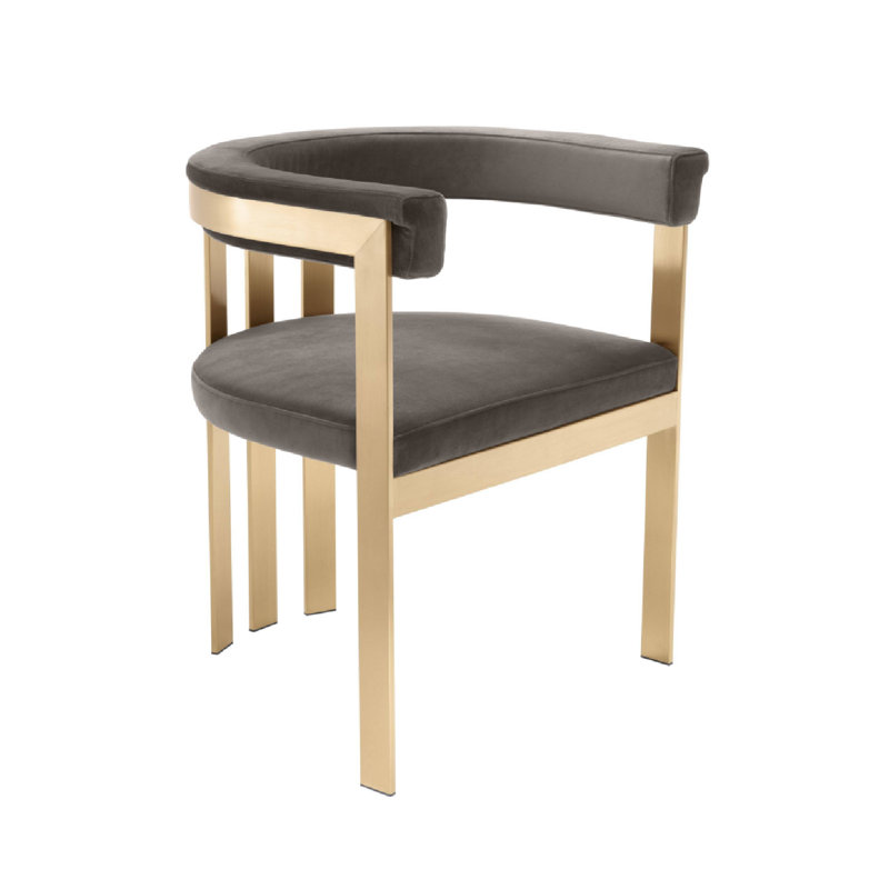 Clubhouse 18'' H Upholstered Armchair, Gray, Brass