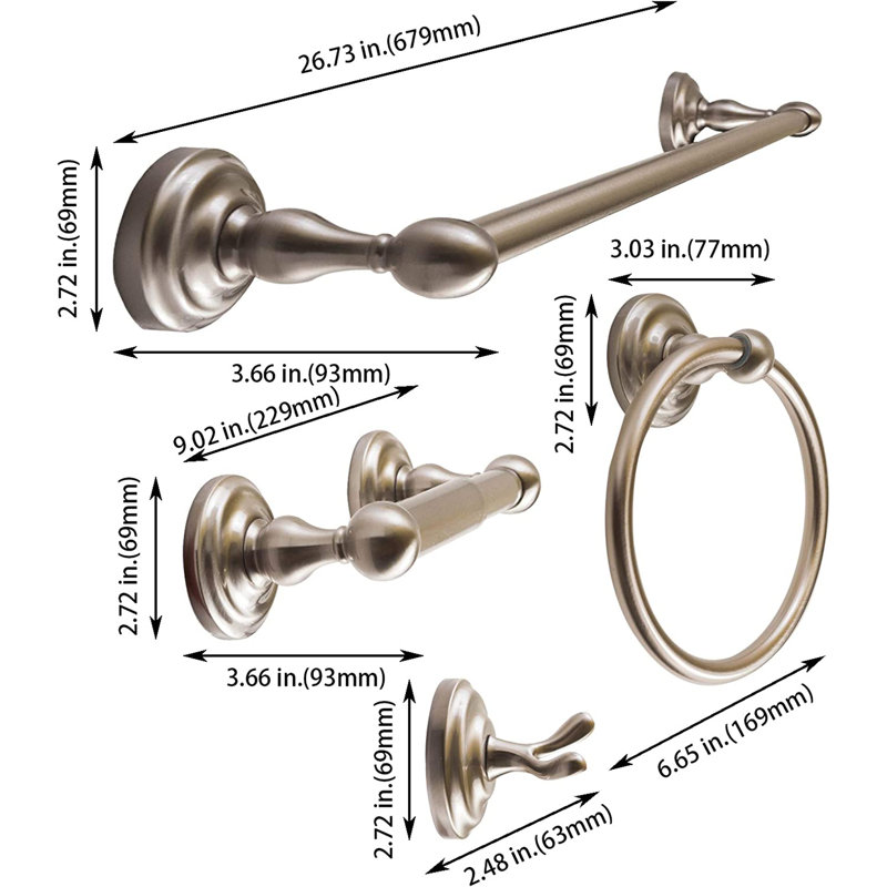Robiki 4 - Piece Bathroom Hardware Set, Satin Nickel