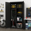 Armoire de rangement en métal avec serrure, tringle suspendue et tablettes réglables, garde-robe de chambre noire, tringle de garde-robe à revêtement résistant, tablettes pour chambre à coucher, impact
