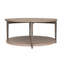 Table basse Jesy, plateau rond de 43 pouces avec tablette inférieure, brun naturel