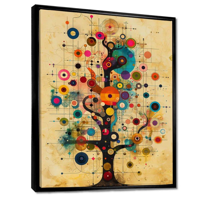 «Tree Of Vibrant Memories», impression d'art mural paysage abstrait, Cadre flottant noir, H 20 po x l 12 po x P 1 po