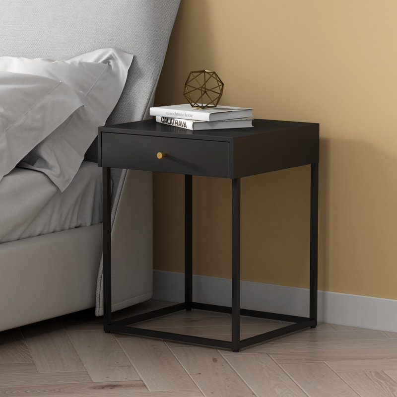 Verona 43cm W Steel Bedside Table