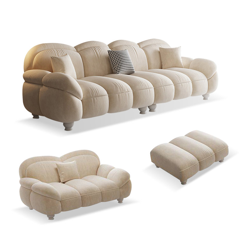 Ensemble de salon en polyester 3 pièces beige