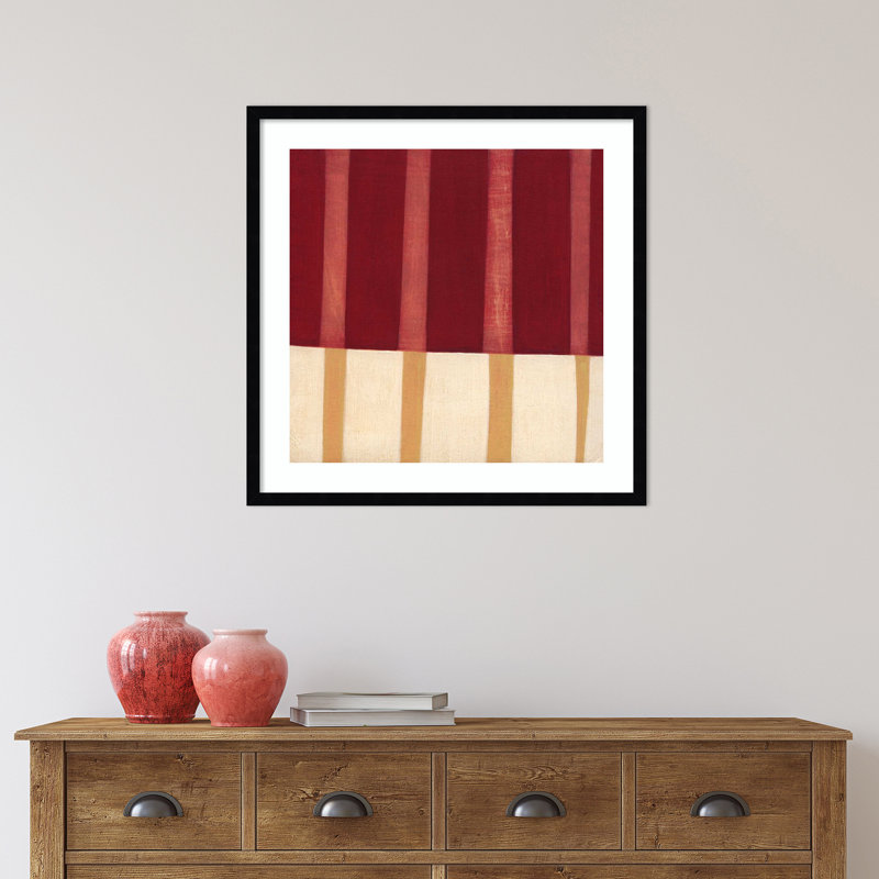 «Akara Broken Stripes 4» par Laura Nugent, reproduction d'art encadrée, Noir, H 25 po x l 25 po x P 1 po