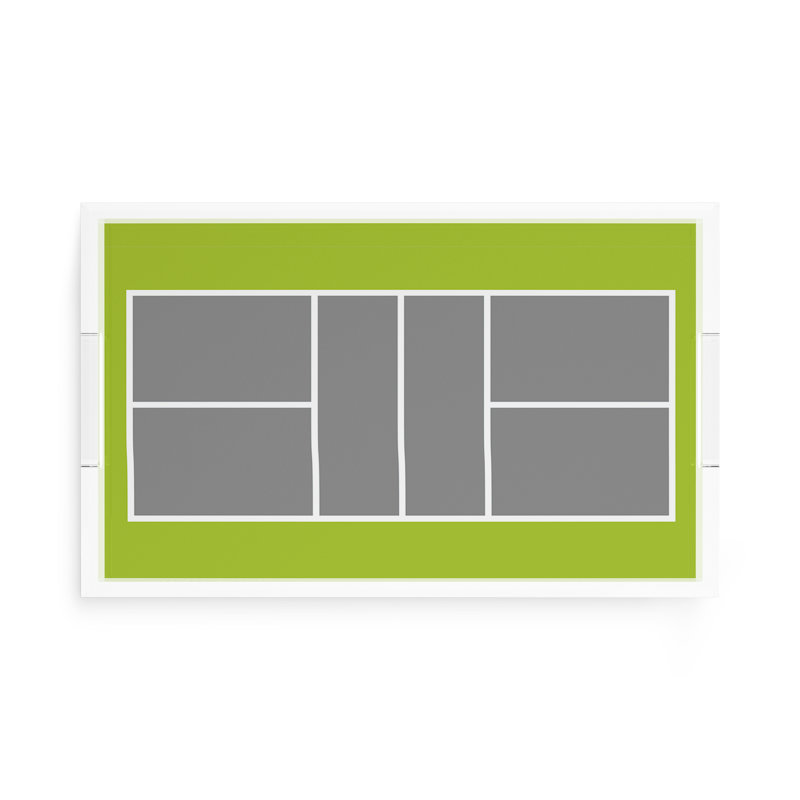Rectangle Geometric Decorative Tray, 2" H x 17" W x 10.5" D, Silver/Lime