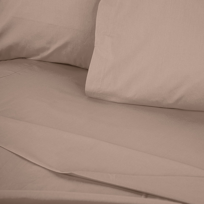 100% Cotton Ranforce Fitted Sheet, Beige, 55.1 x 74.8 inches + 11.8 inches Deep Pocket | 145 Thread Count, Machine Washable at 86°F | Soft, Durable, and Breathable for Ultimate Comfort in Any Bedroom