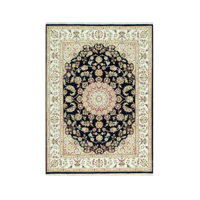 Tapis rectangulaire en laine nouvel âge unique 5 pi x 7 pi Burham Bleu
