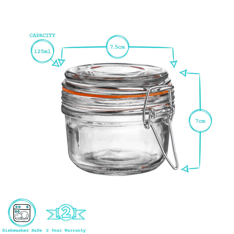 Argon Tableware - Glass Storage Jars with Heart Labels - Set of 6, 7cm H x 7.5cm W x 7.5cm D