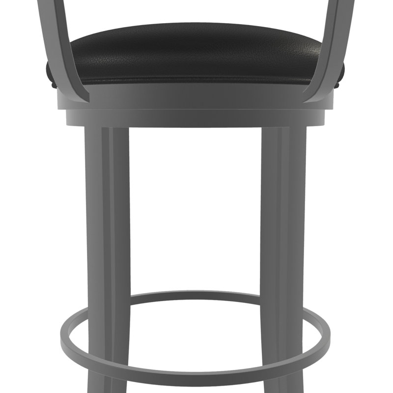 Albie Stockholm Swivel Stool in Vinyl with a Hand Powder Coated Finish, Bar Stool (30" Seat Height), Licorice Black