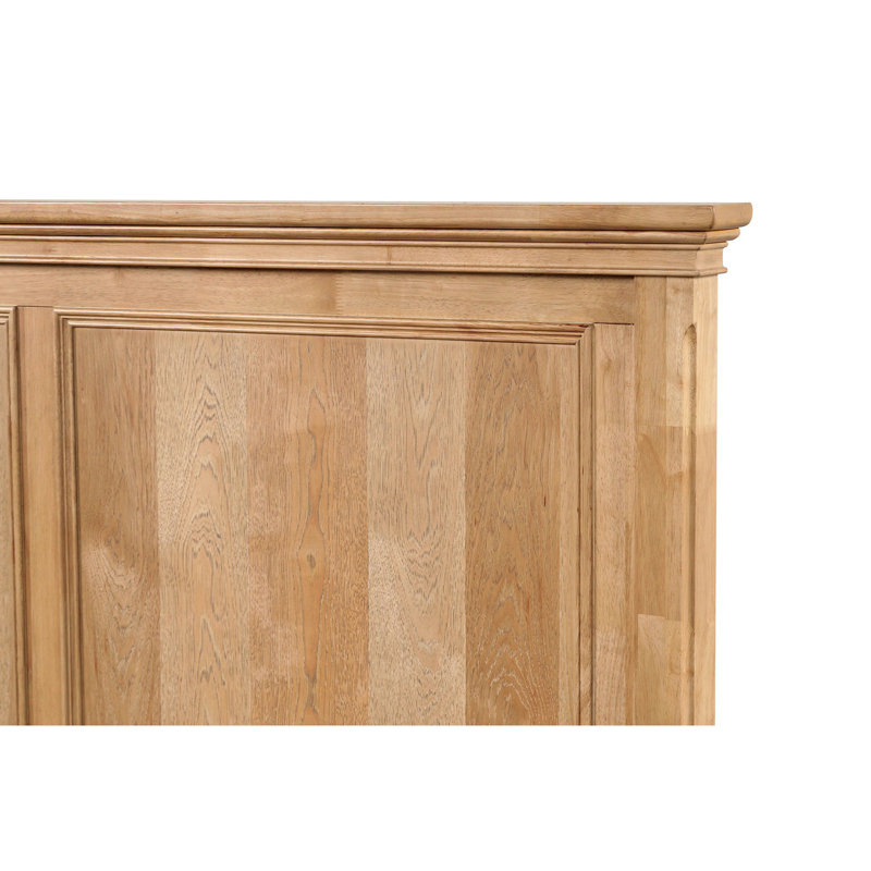 Structure de très grand lit avec tête de lit en chêne naturel, bois d'hévéa et bois d'ingénierie pour chambre à coucher