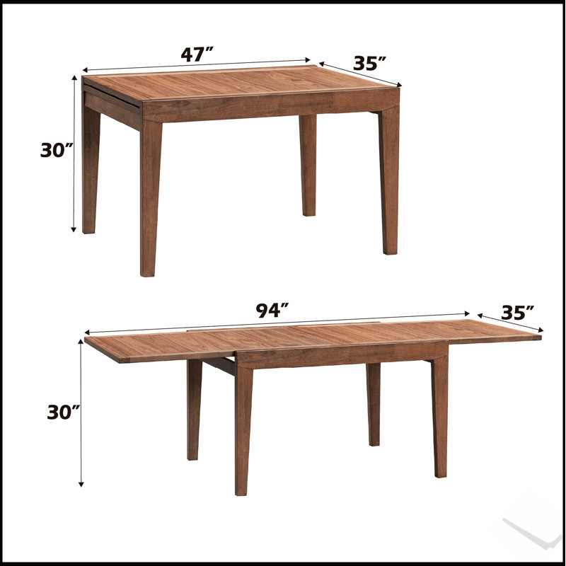 Table de salle à manger Mayah au fini noyer avec rallonge, durable et élégante
