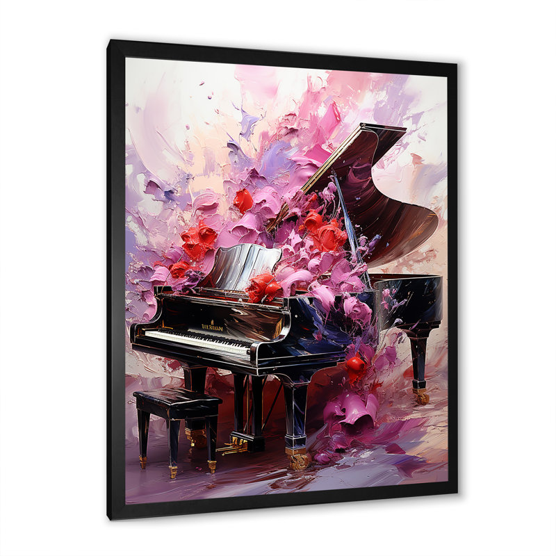 Art floral classique piano classique, H 32 po x l 16 po x P 1 po, Cadre photo noir