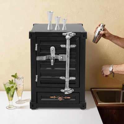 Industrial Metal Container Side Table With Drawer For Bar/Bedroom/Garage
