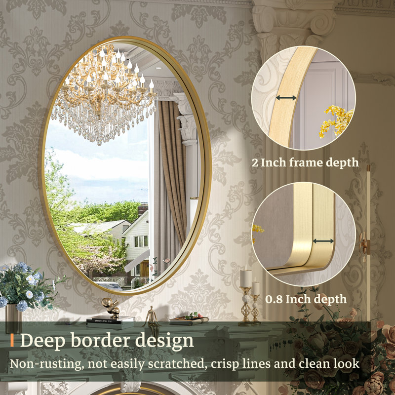 Miroir de salle de bain Emmarose, Or, 36 po x 24 po