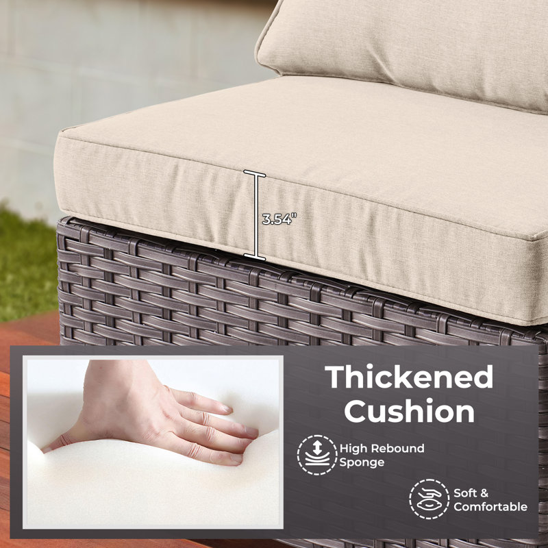 Ensemble 7 pièces avec canapé d'extérieur section et table de bout, Beige