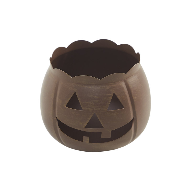 Porte-bougie Jack-O-Lantern, H 4,25 po x l 5,25 po x P 5,25 po, Brun