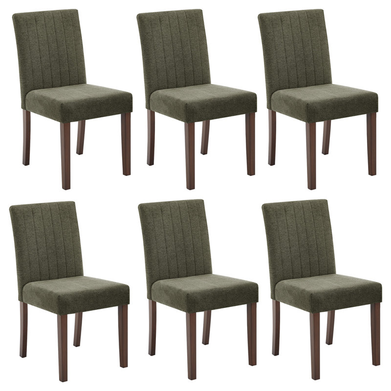 Chaises de salle à manger rembourrées, pieds en bois d'hévéa robustes, dossier haut ergonomique, Green, 6, Green