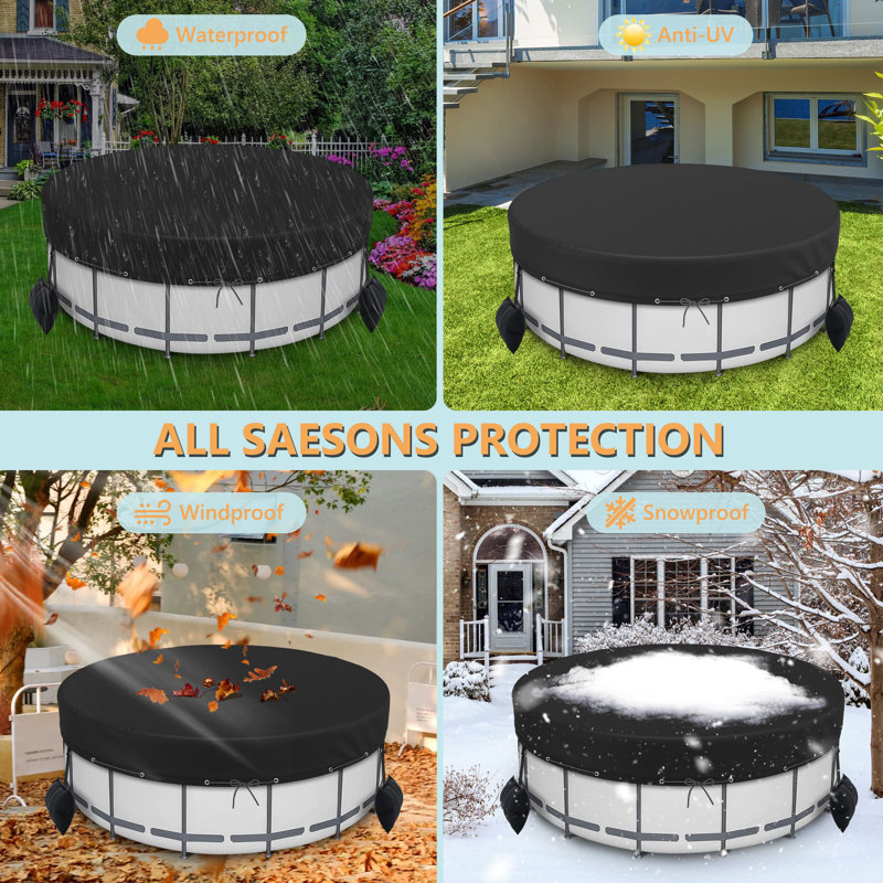 Waterproof Round Pool Cover for Above Ground Pools, 18 ft. W