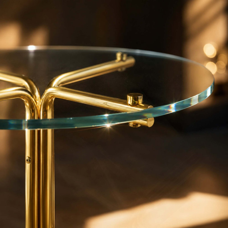 Table haute de bar ronde en verre, table de bar ronde de 36 pouces, plateau en verre trempé, support robuste à quatre colonnes chromées, convient aux tables de bar rondes transparentes dans les petits espaces.
