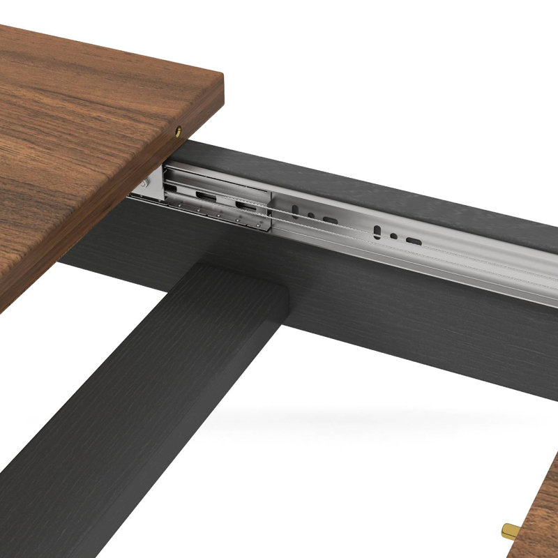 Grande table de salle à manger extensible de 71 à 106 po, Chêne, Noir
