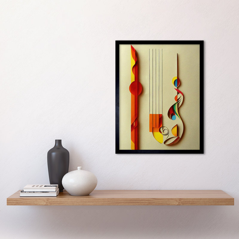 Kandinsky Style Musical Symbol Clefs 1 Piece Single Picture Frame Wall Art