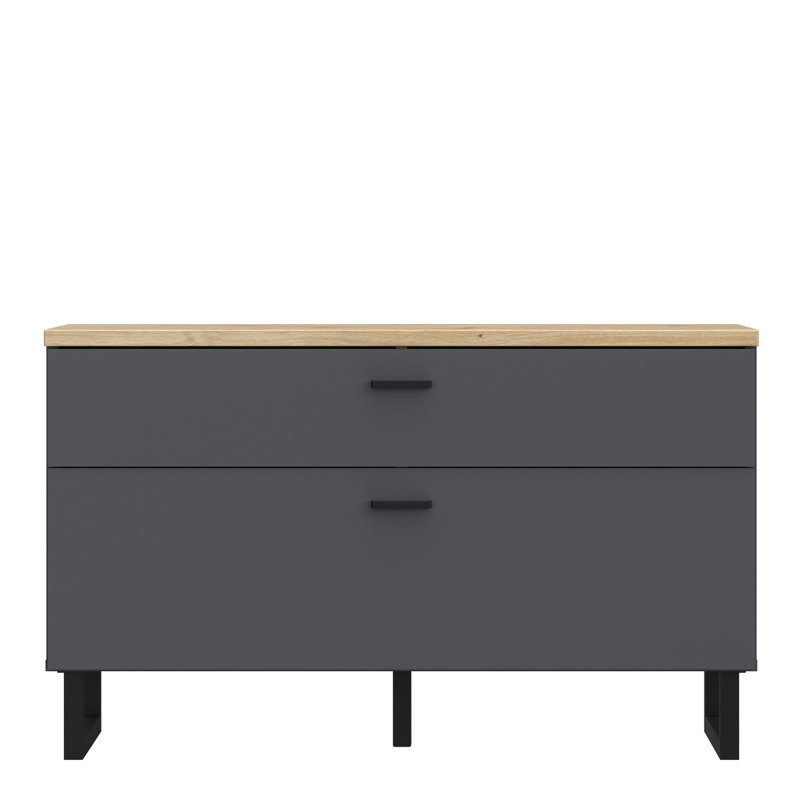 Bellmon TV Unit with 1 Drawer 1 Flip Door in Grey and Oak