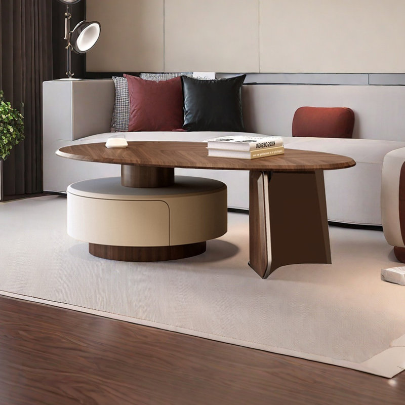 Table de salon minimaliste en grain de noyer