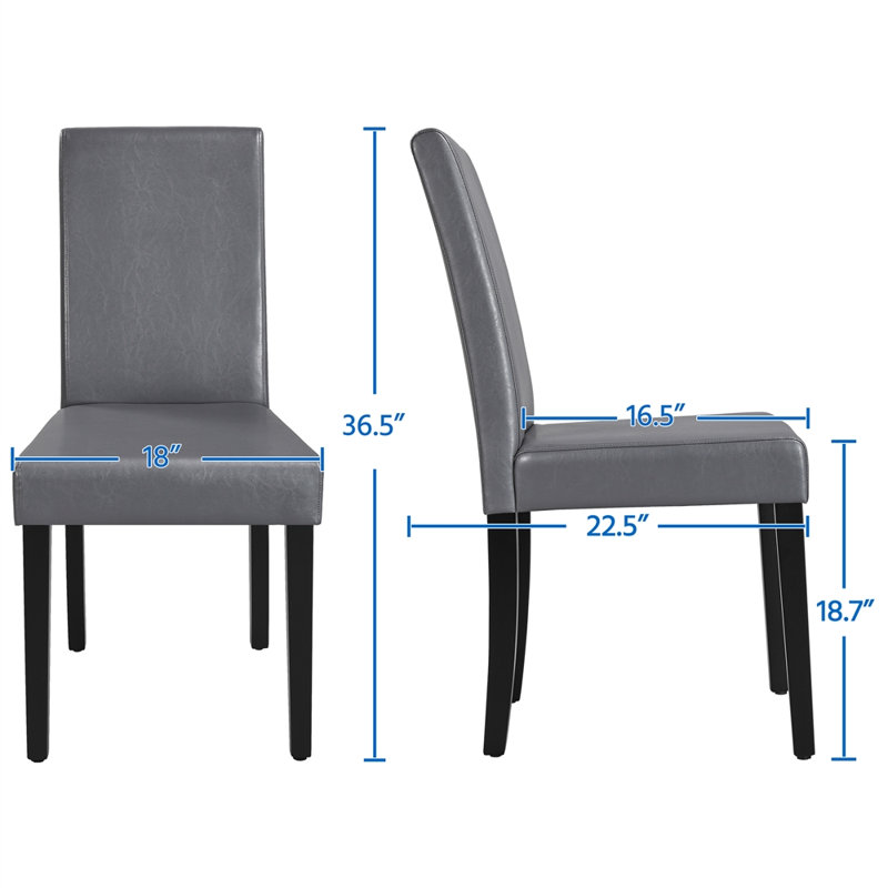 Chaise de salle à manger rembourrée en similicuir H 18,7 po Espiye, Gris