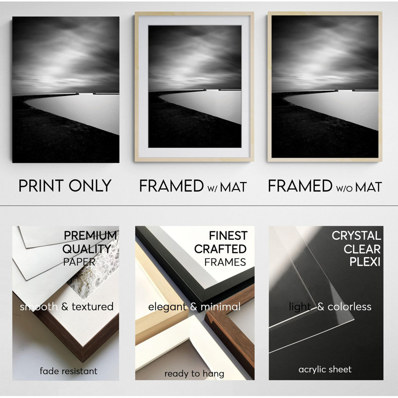 «Neutral Abstract Line Art Print», décoration murale moderne minimaliste, Impression encadrée avec passe-partout, Noir