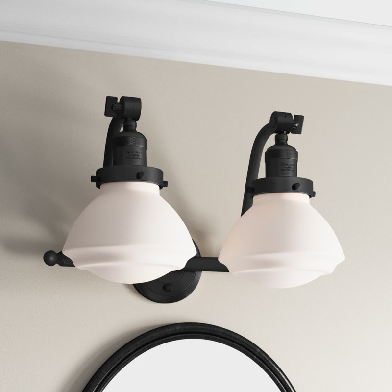 Éclairage pour salle de bain 2 lumières Chesterville, Blanc mat, Ampoule DEL 6 watts Vinage, Bronze huilé