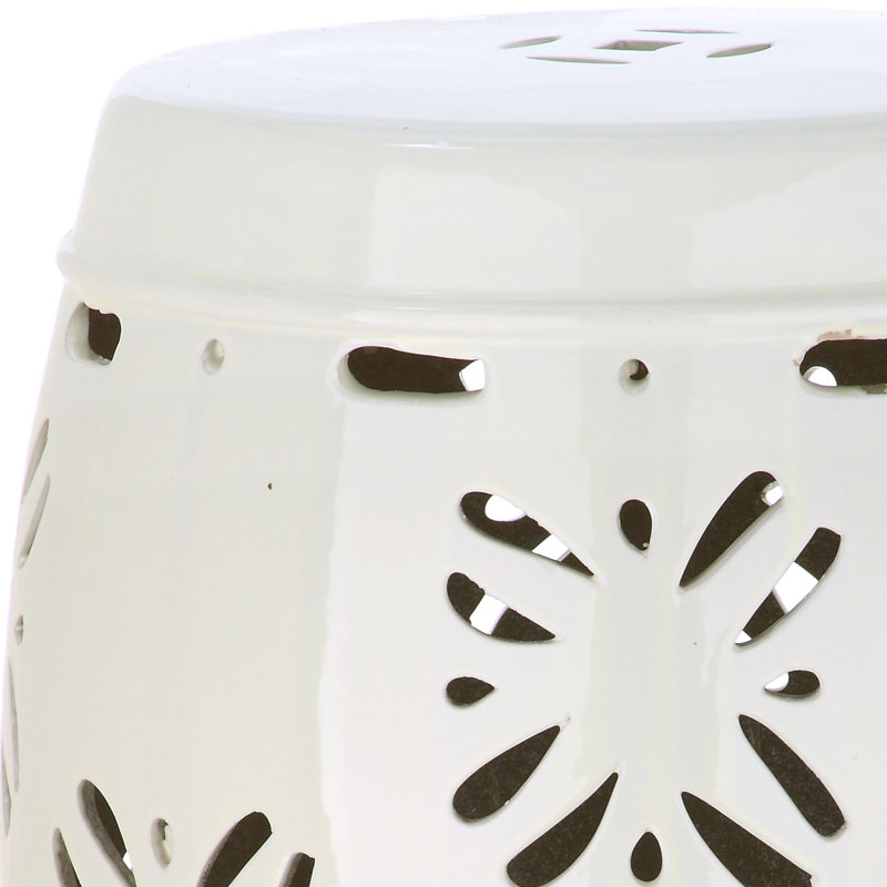 Tabouret de jardin en céramique Apsara, Crème