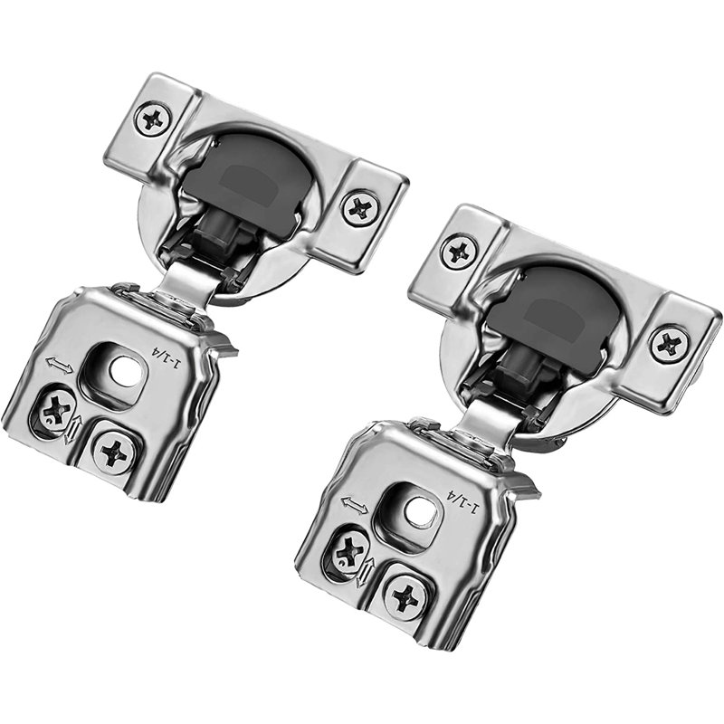 Silver and Black Soft Close Overlay Cabinet Hinges Set